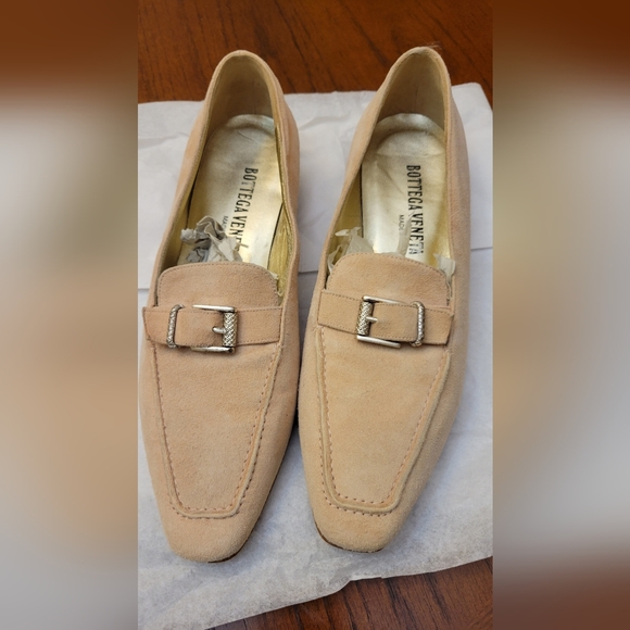 Bottega Veneta Pink Suede Loafers Size 7 - Picture 1 of 9